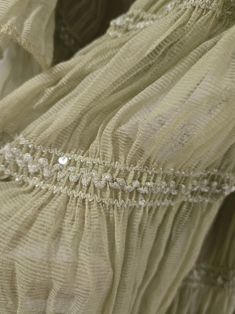 Flowy Sage Green Pleated Maxi Dress - Picture 4 of 12